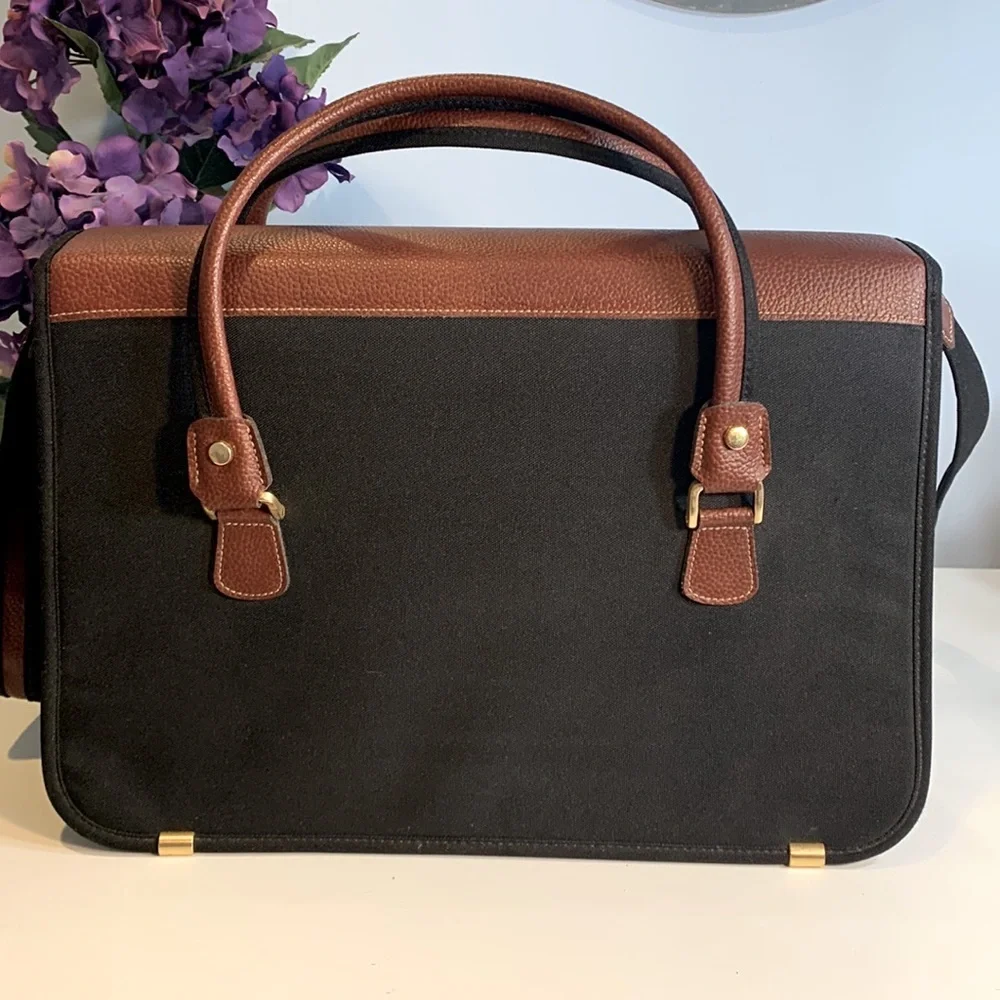 Vintage Y2K Samsonite Leather / Fabric Briefcase / Messenger Bag NEW! - Picture 2 of 8